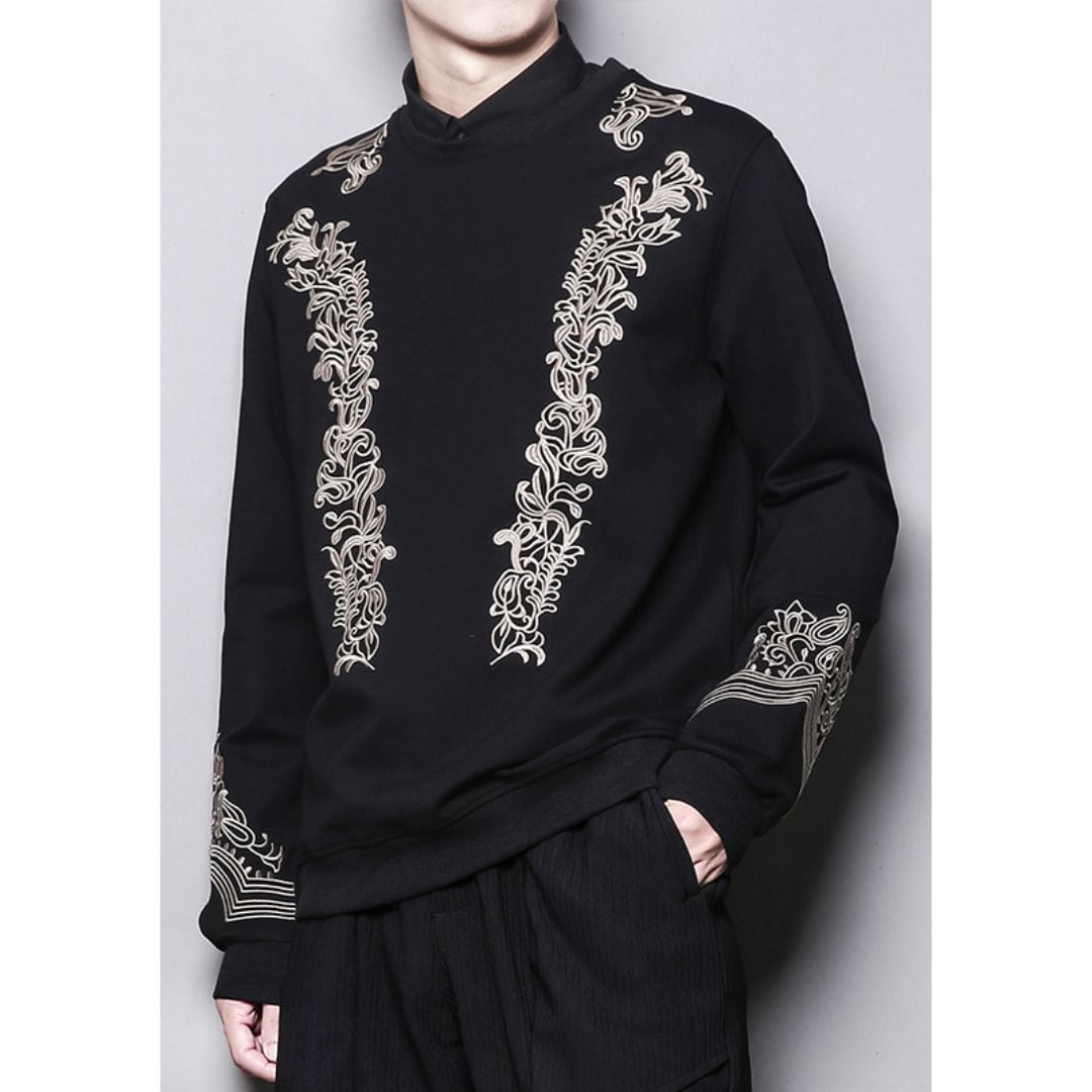 Retro Embroidered Flower Sweater