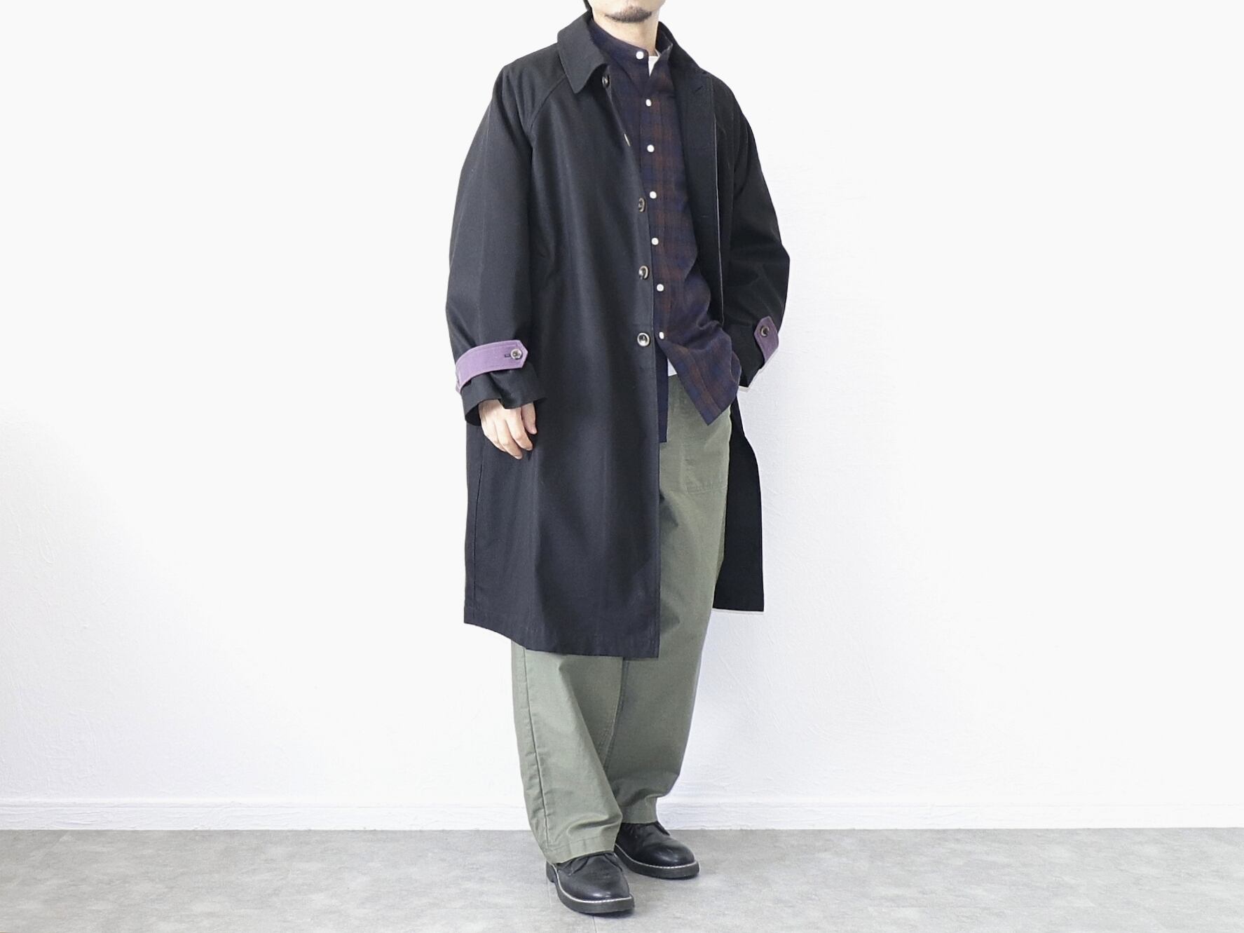 KELEN / BAL COLLAR COAT“GRAVES 2TONE” - BLACK ケレン / バルカラー