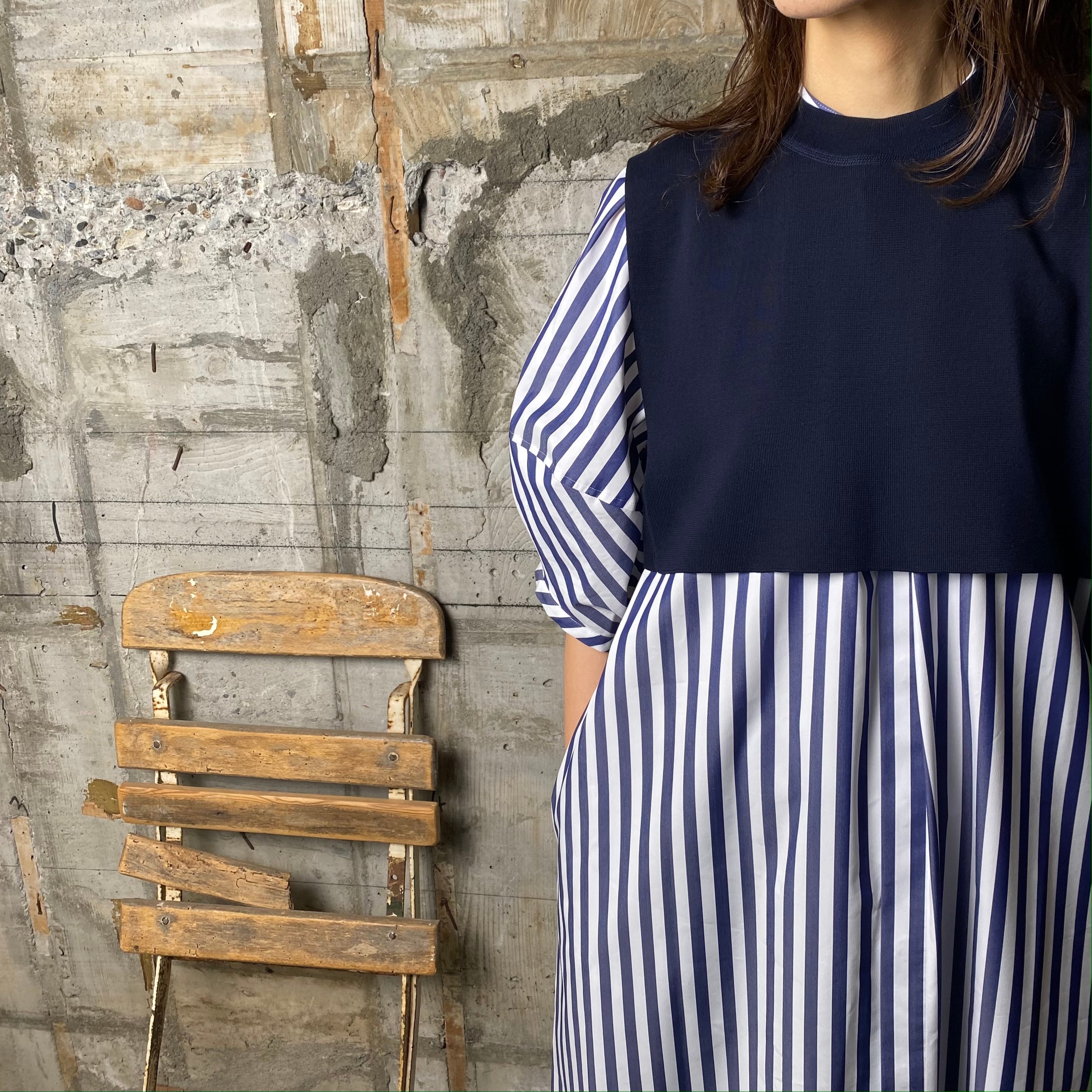 HYKE【ハイク】S/C/P CROPPED TOP SWEATER (11307 Col/NAVY SIZE/F). | glamour  online powered by BASE