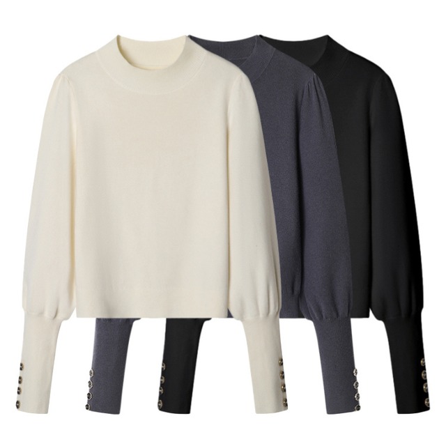 Plain slim knit top 00167