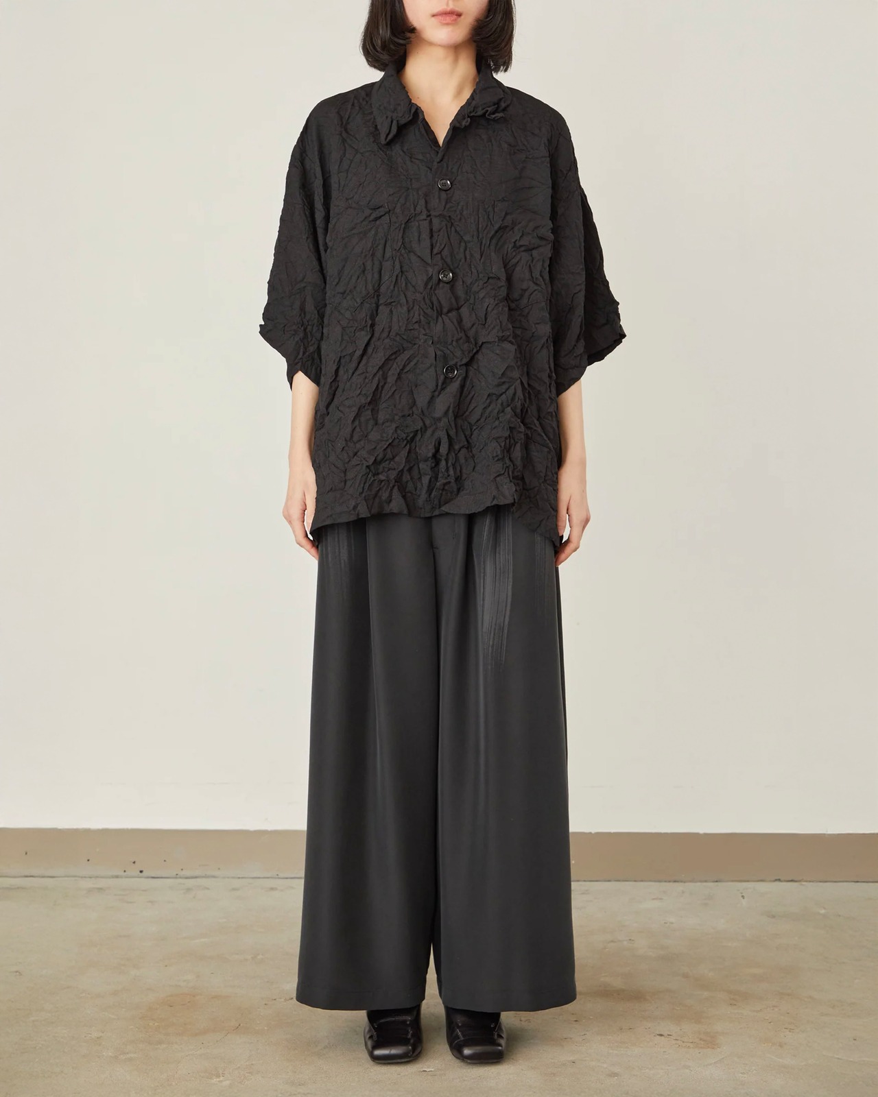 i'm here - UNFORM : OPEN COLLAR SHIRTS / BLACK