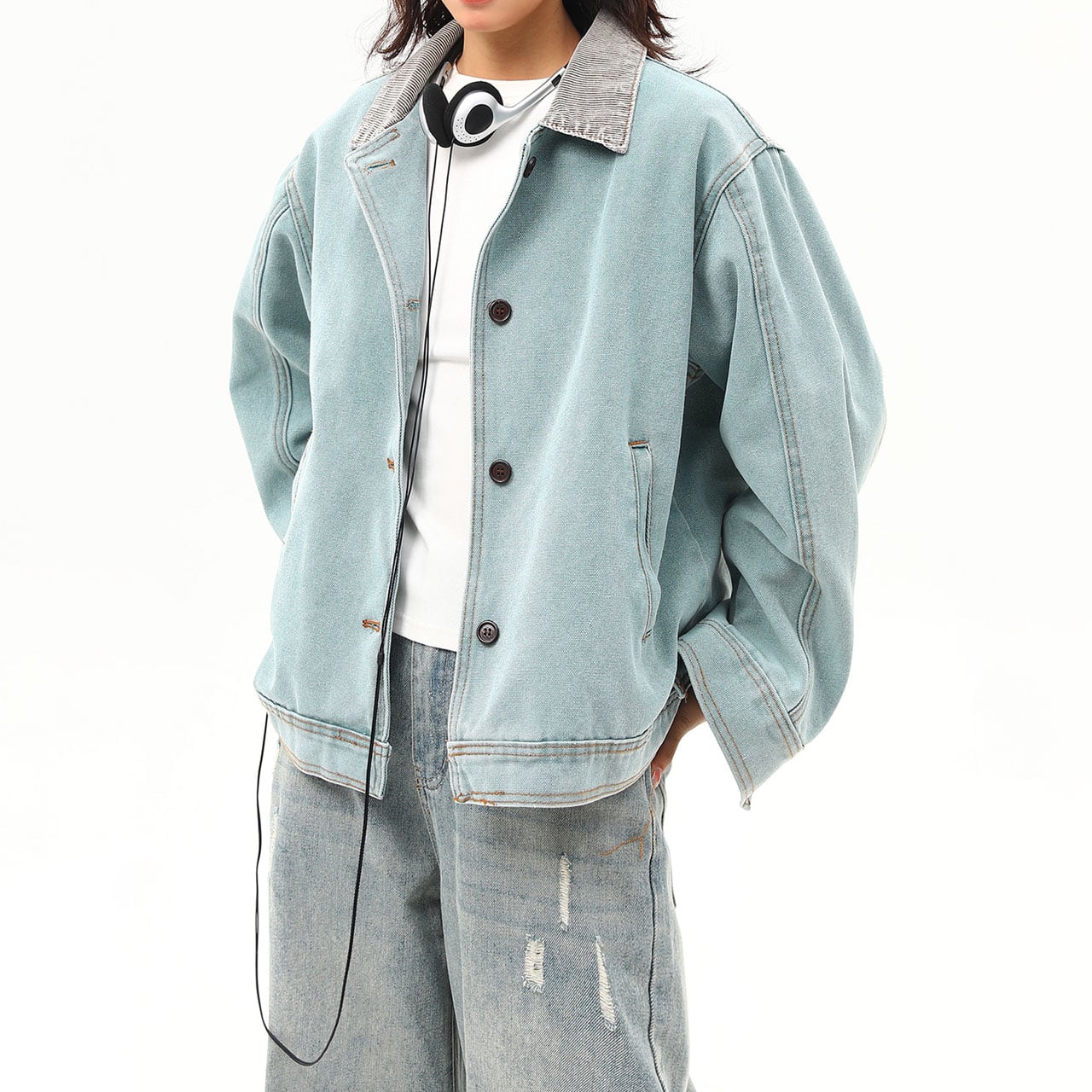 ステッチワークオーバーデニムジャケット R00818