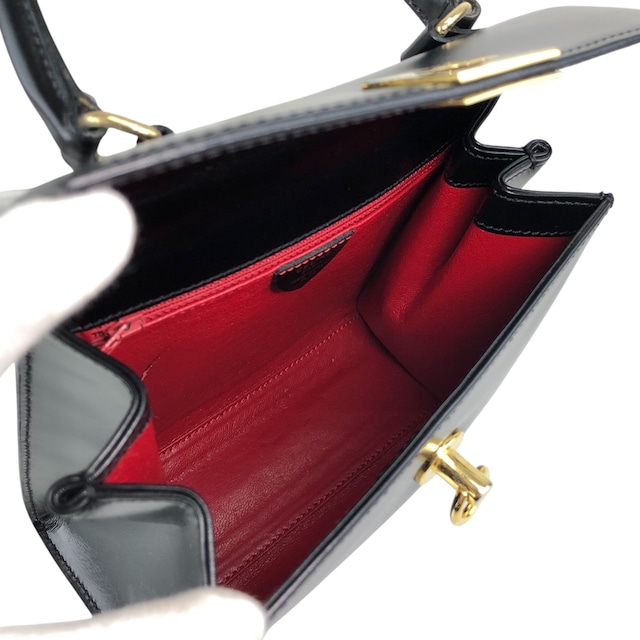 CELINE セリーヌ ショルダーバッグ ブラック ガンチーニ レザー 2way vintage ヴィンテージ オールド fewxy6