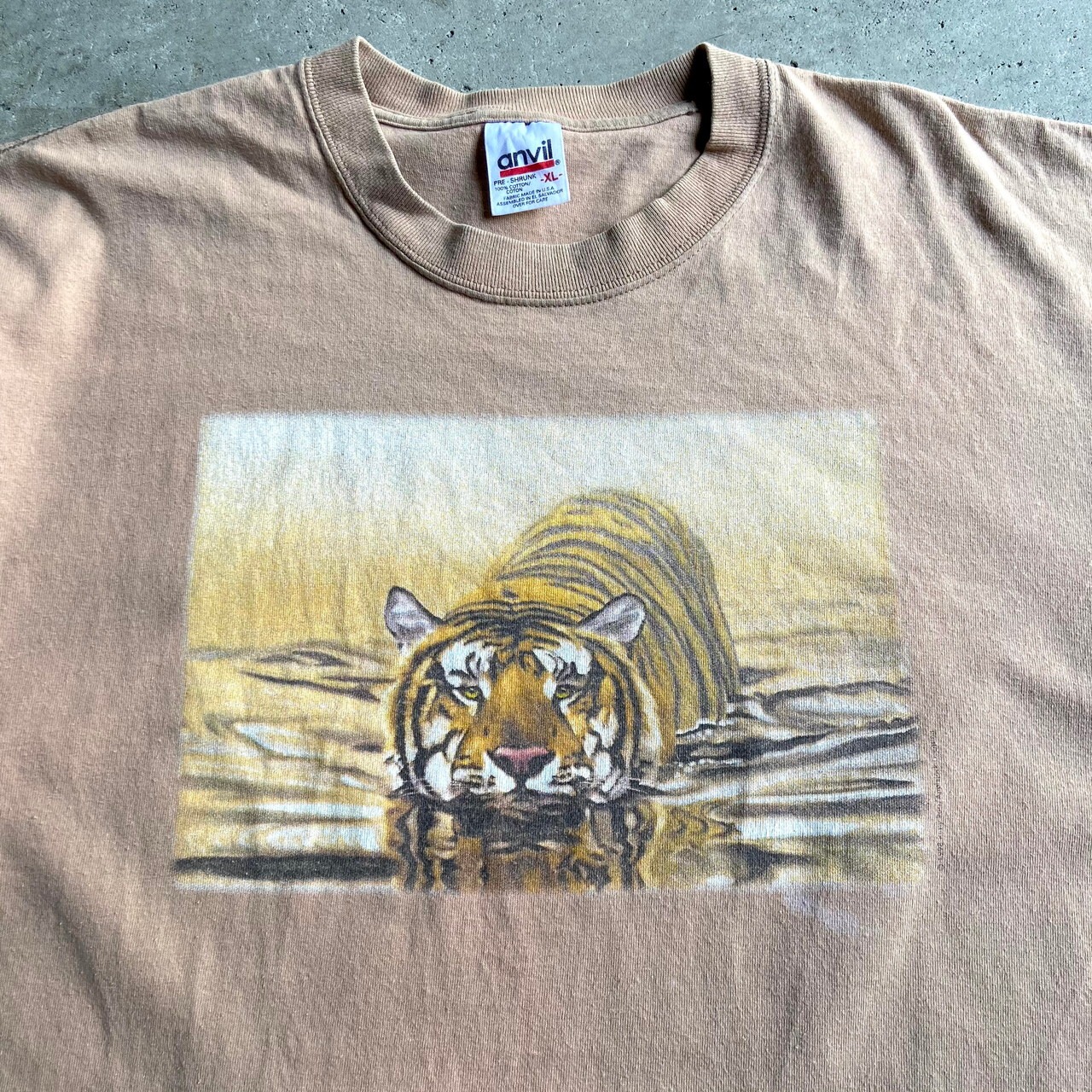 90年代 USA製 トラ アニマルプリントTシャツ メンズXL 古着 90s 