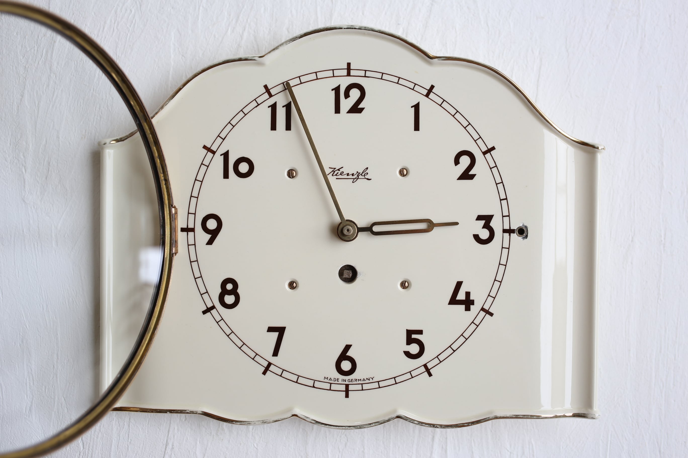 ドイツ アンティーク ヴィンテージ Kienzle 陶器製 掛時計 （スイープ