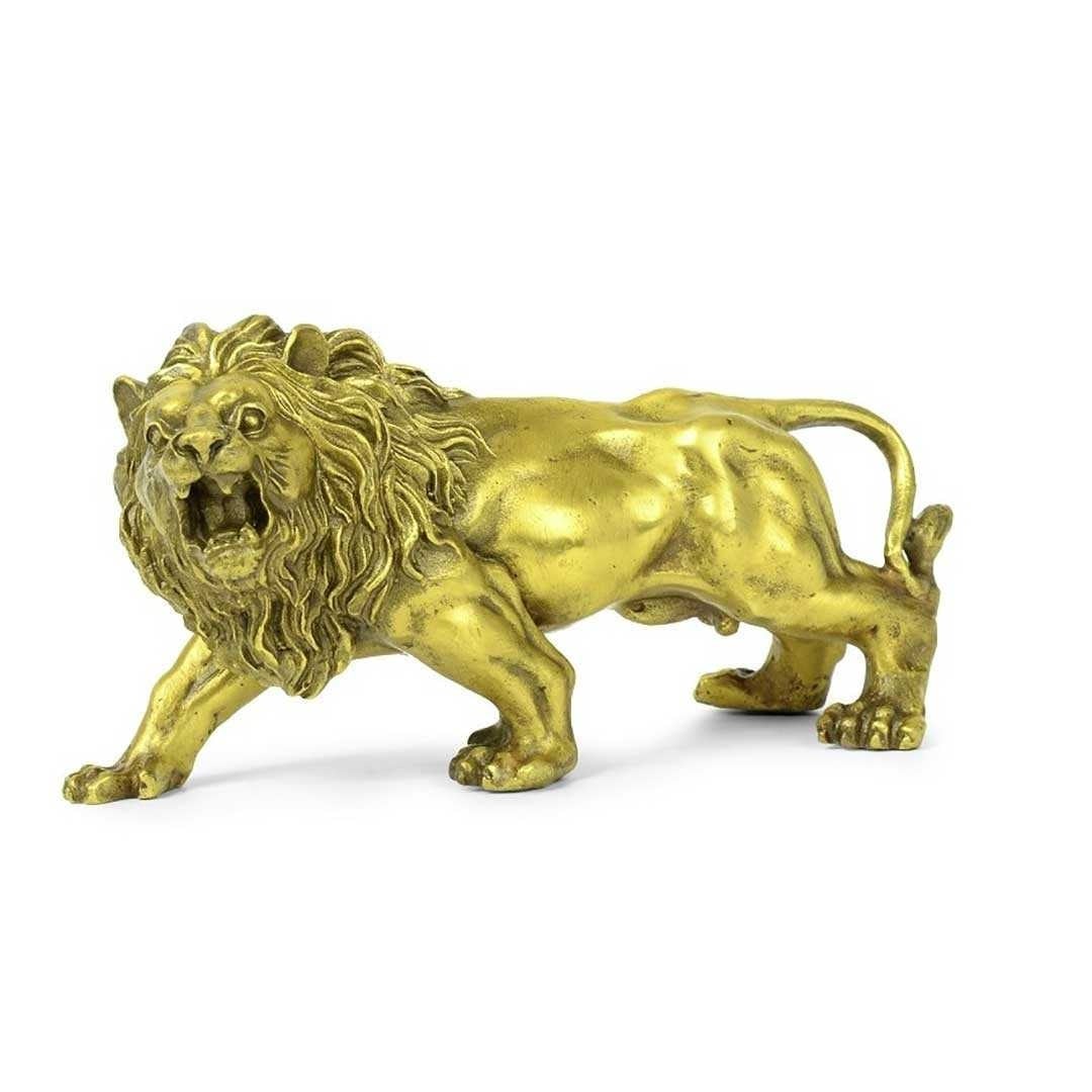 風水 ゴールドライオン 置物 Lion 獅子 百獣の王 王者 キング サバンナ