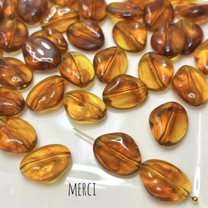 【10個】アンバーカラー変形アクリルビーズ/スペーサー/サークル