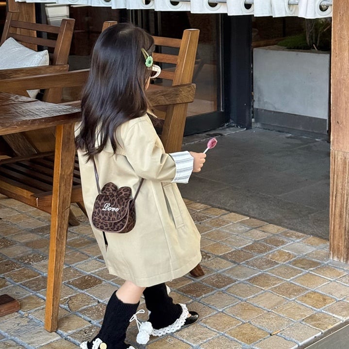リボンが可愛い キッズ用レオパード柄ミニショルダーバッグ