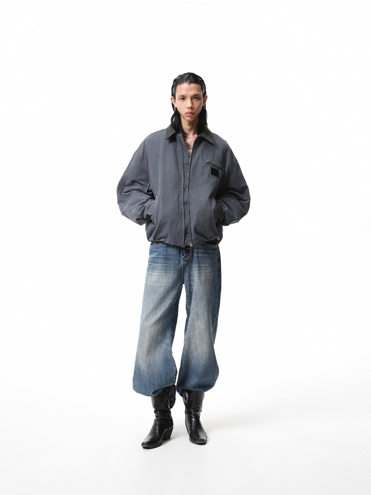 BOOGOOVOGUE Vintage Faux Fur Denim Bomber