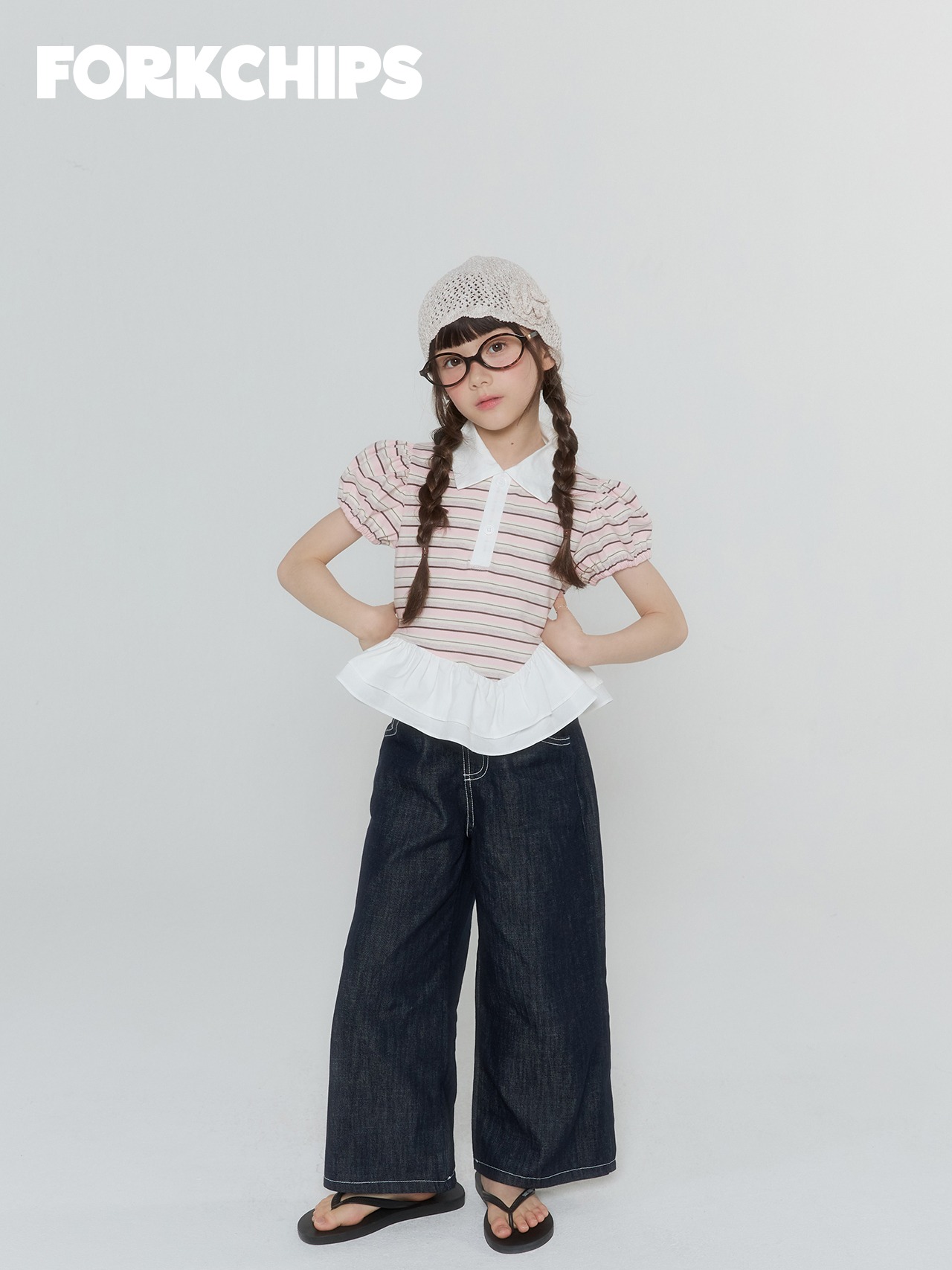 [FORKCHIPS] Eve Frill Collar T-shirt (JS/JM/JL/JXL) / [포크칩스] 이브프릴카라티 (JS/JM/JL/JXL)