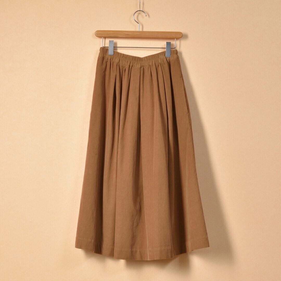 Sarahwear サラウエア アズマダキ・ファインコーデュロイ・ボックスタックスカート・ベージュ【送料無料】