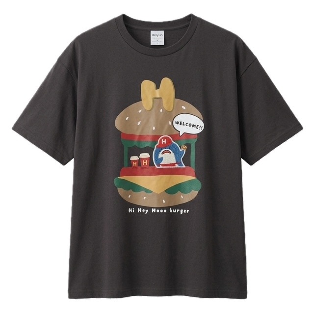 HiHeyHooo!!!バーガーへようこそ！ サメのバーガーSHOP Tシャツ – サメが店員⁉