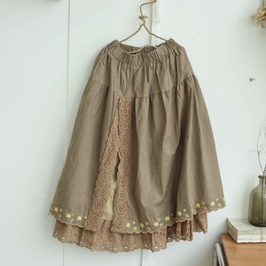 お花刺繍のサイドレーススカート 12-057