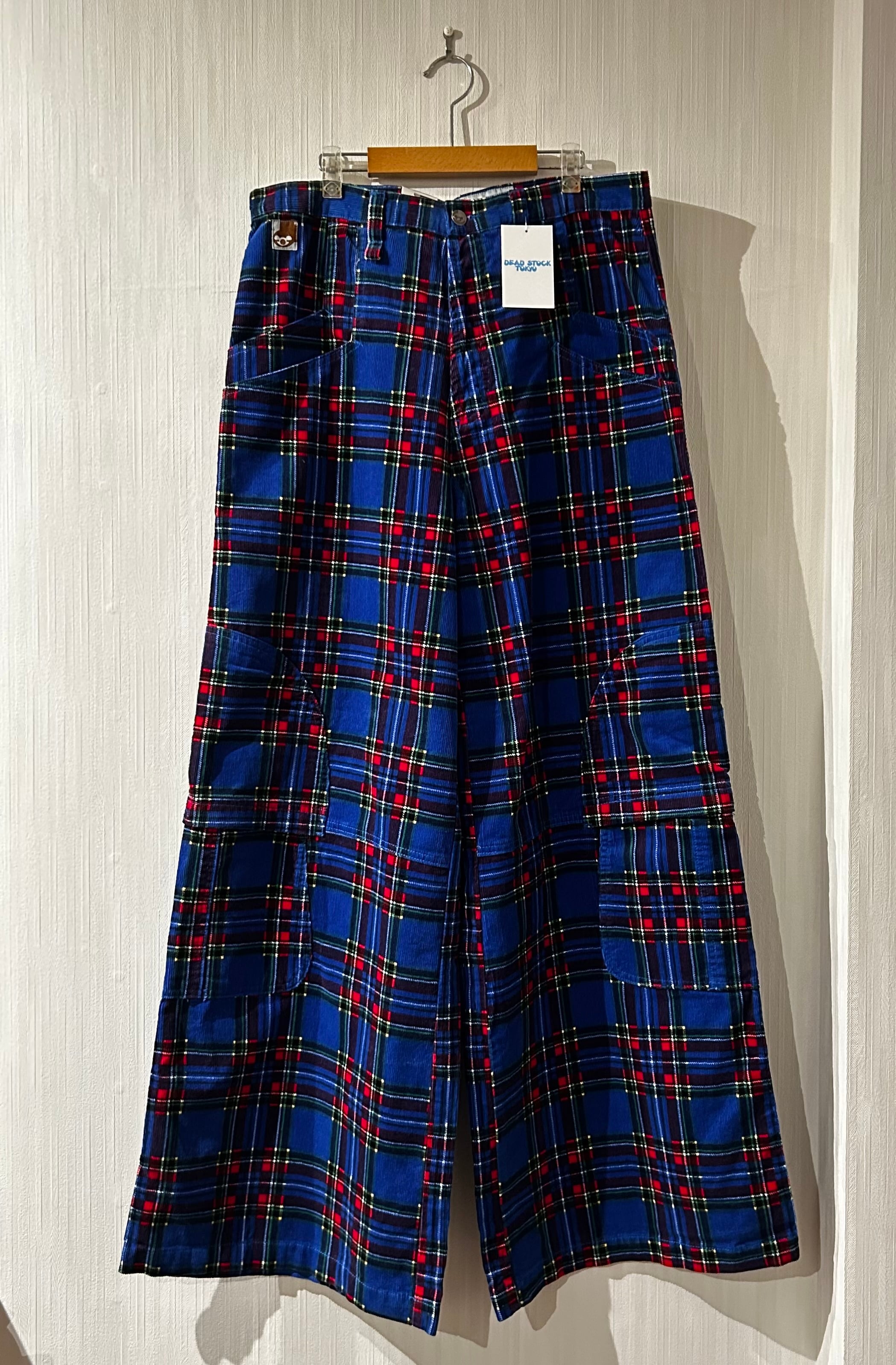 Deadstock!! 2000s stuka "Tartan Check" corduroy super wide pant