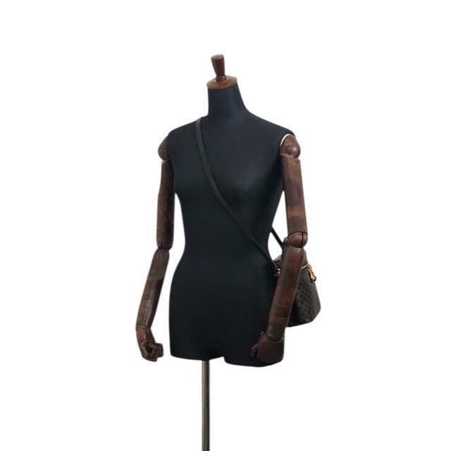 CELINE セリーヌ マカダム ショルダーバッグ ブラック チャーム PVC レザー 2way バニティバッグ vintage ヴィンテージ オールド g4cmkm