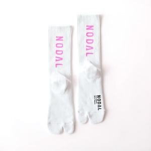 NODAL Logo Socks（White × Neon Pink）