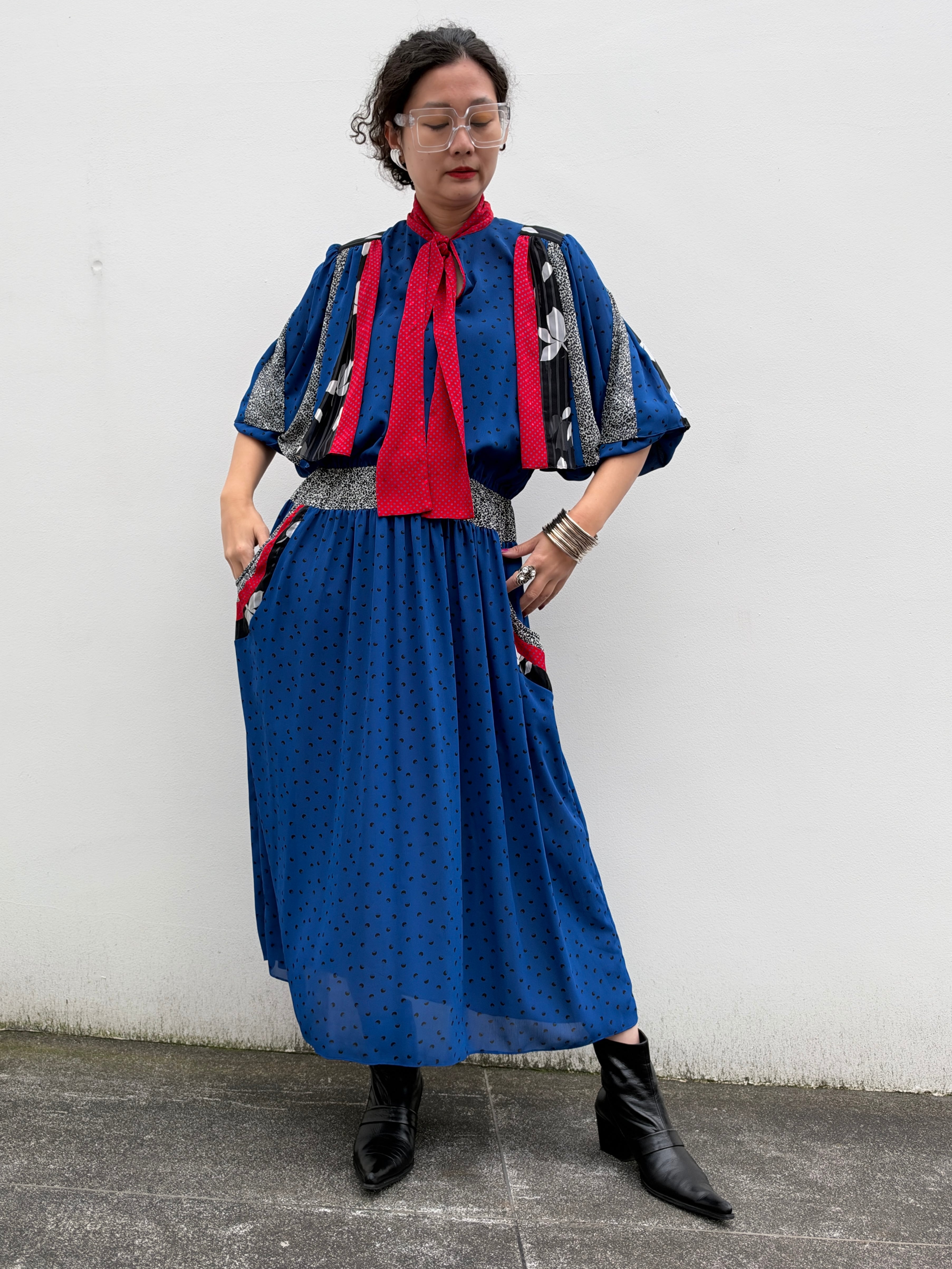 ★Special★70s DF × vest docking dress