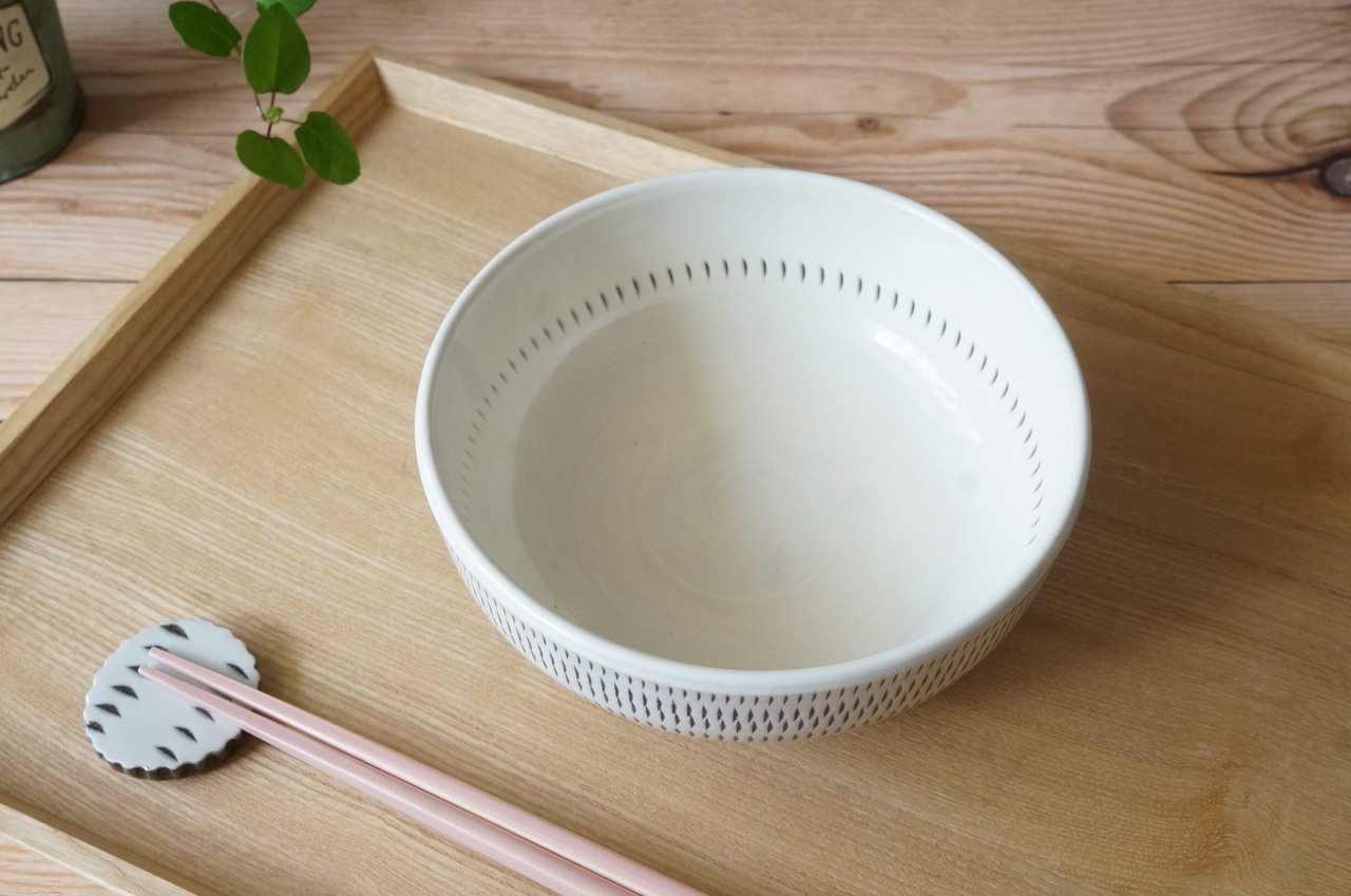 小石原焼　蔵人窯　中鉢　とびかんな　縁白　④　[29-463]