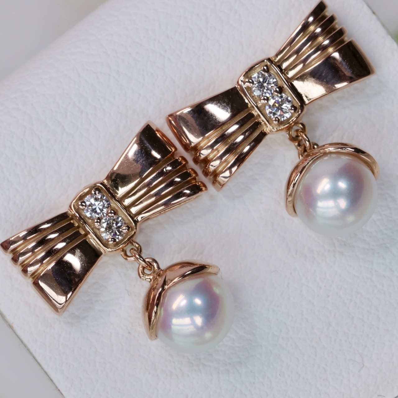 K18 PG LANVIN ランバン パール ダイヤモンド 0.12ct ピアス 750  