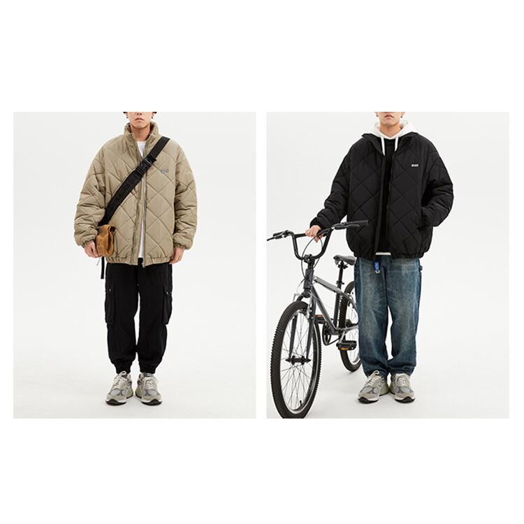 ★RETRO LOZENGE COTTON STAND COLLAR COAT　　　20372