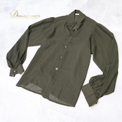 フラメンコ 衣装 トップス ブラウス 長袖 無地 軽い 薄い atelier prima アトリエプリマ 透け感 ダンス パーティ 発表会 グリーン系 カーキ系 フォーマル 大人 シンプル おしゃれ エレガント コーディネート コスチューム パーティー用