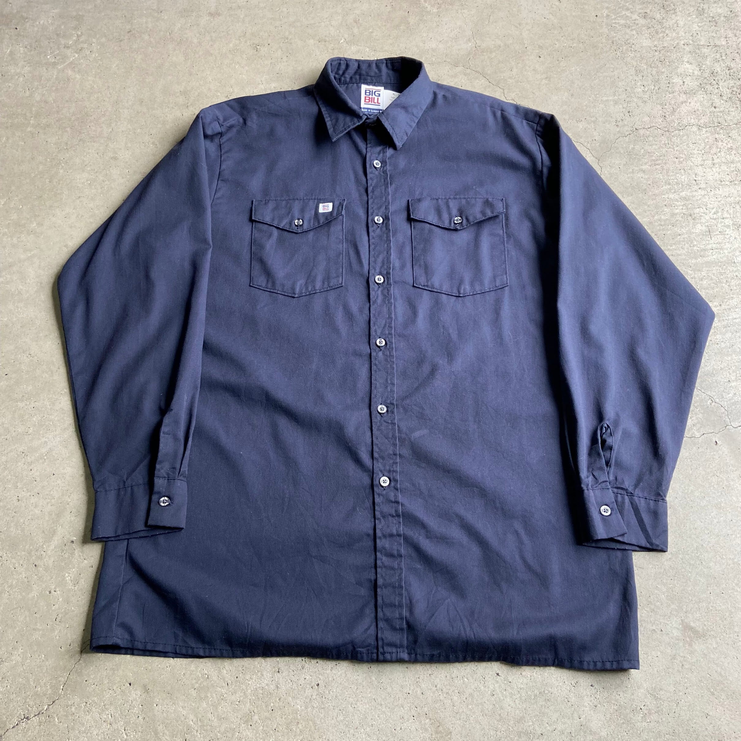 ビッグサイズ カナダ製 BIG BILL ワンポイントロゴ 長袖 ワークシャツ