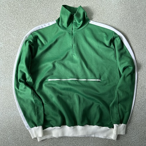 60s~70s　ハイネック　レトロ　ハーフジップ　トラックジャケット　ジャージ　Vintage　ビンテージ　ヴィンテージ　緑  古着