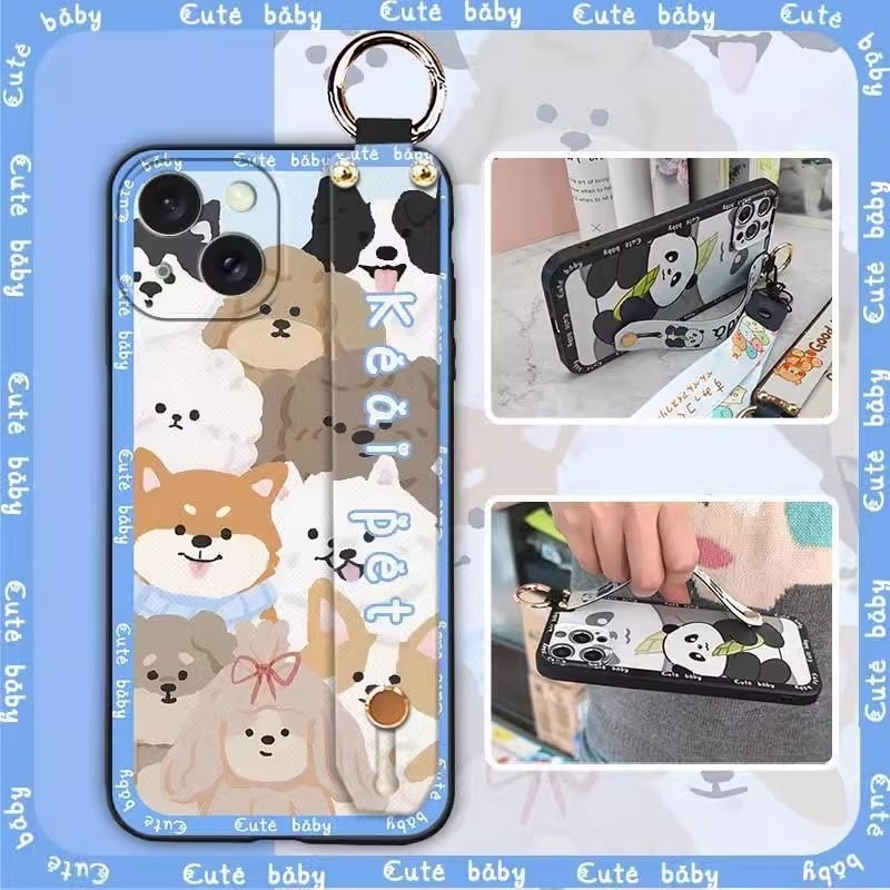 【Iphone15】カラフル 動物プリント ソフトケース iPhone15保護ケース iPhone15 ケース 可愛い動物柄/長めのストラップ