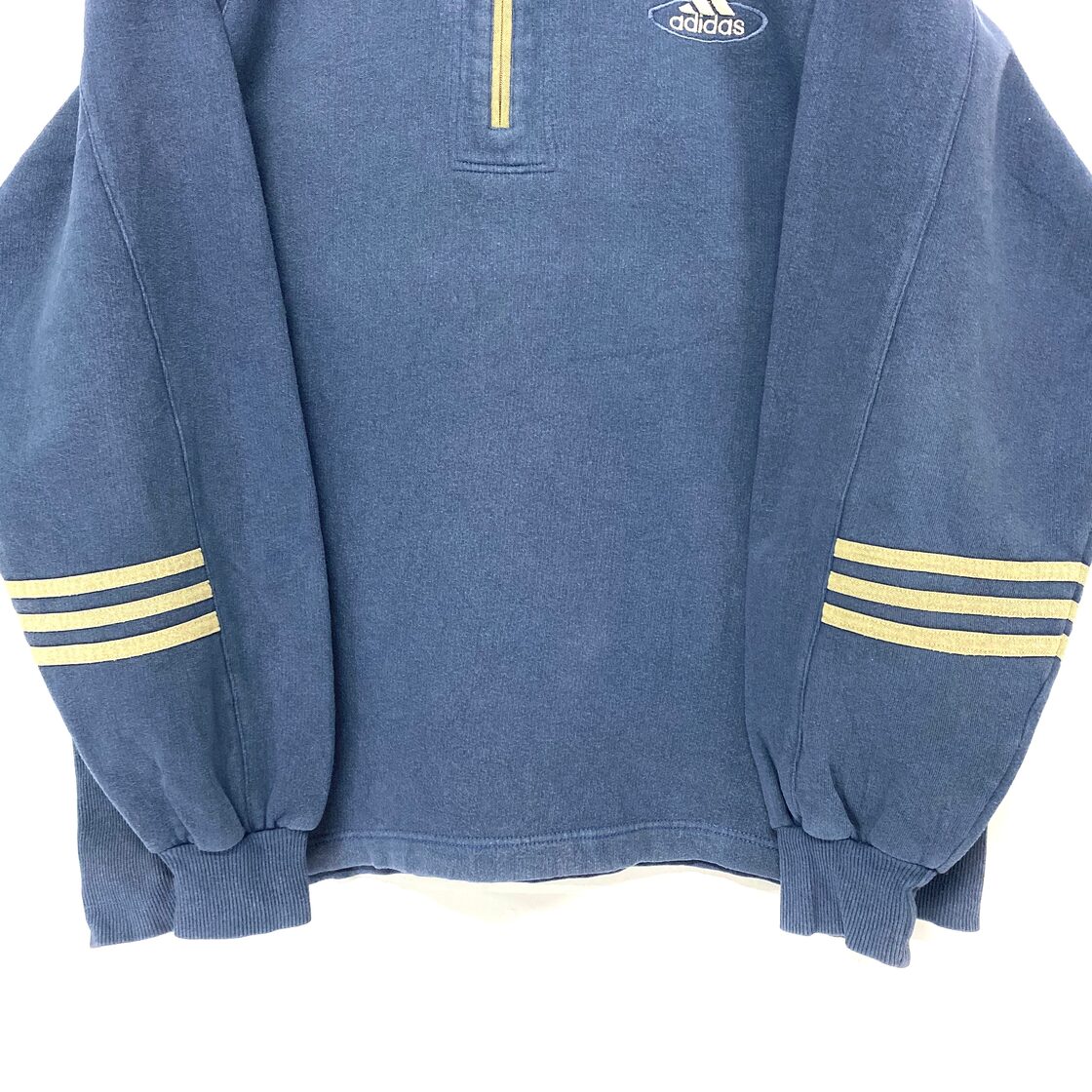 90年代 adidas アディダス ハーフジップ 襟付き ワンポイントロゴ 刺繍 