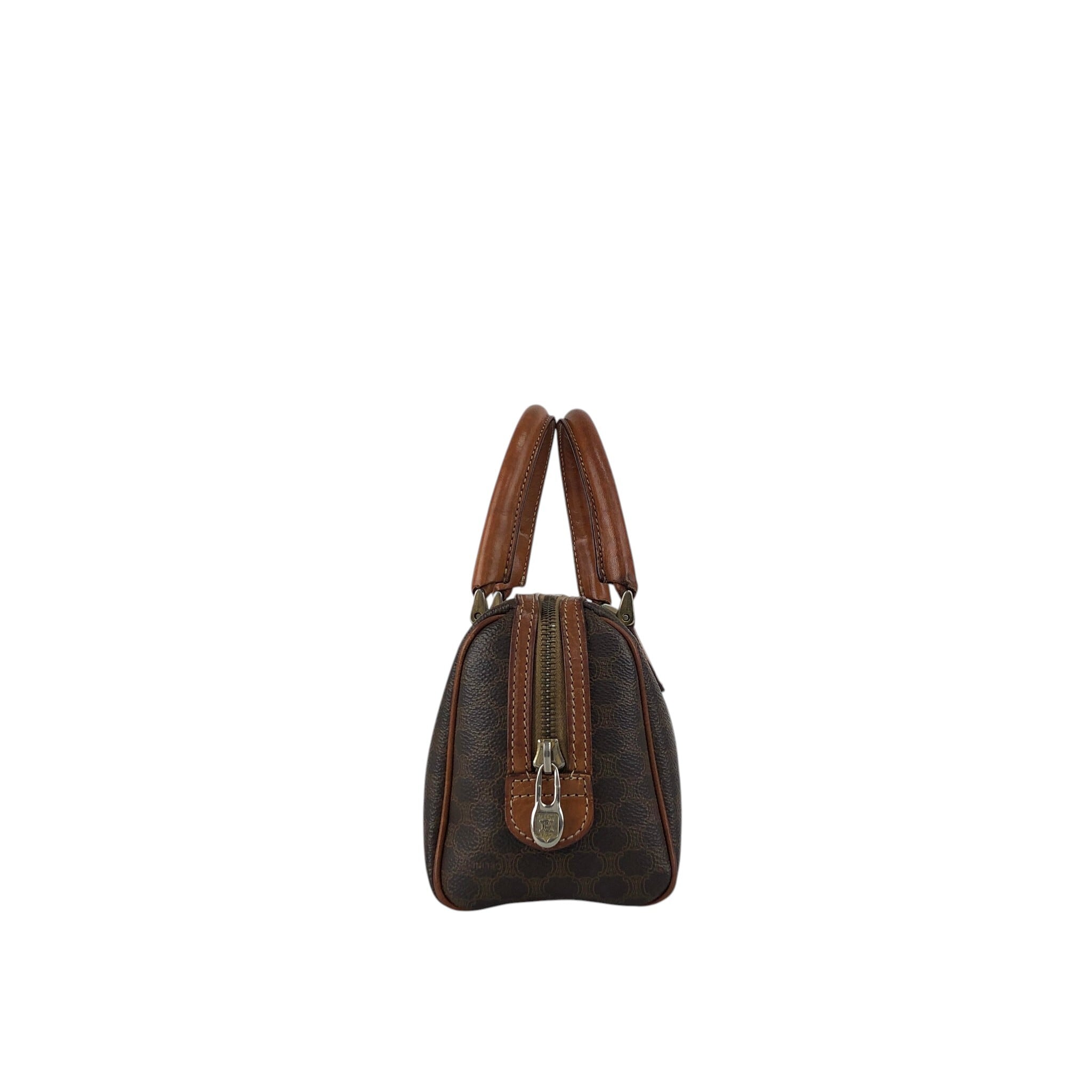 CELINE セリーヌ マカダム ショルダーバッグ ブラウン PVC レザー 2way
