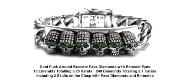 Dont Fuck Around Bracelet 18K Gold with Diamonds and Emerald Eyes SofferAri ソファーアリ日本代理店