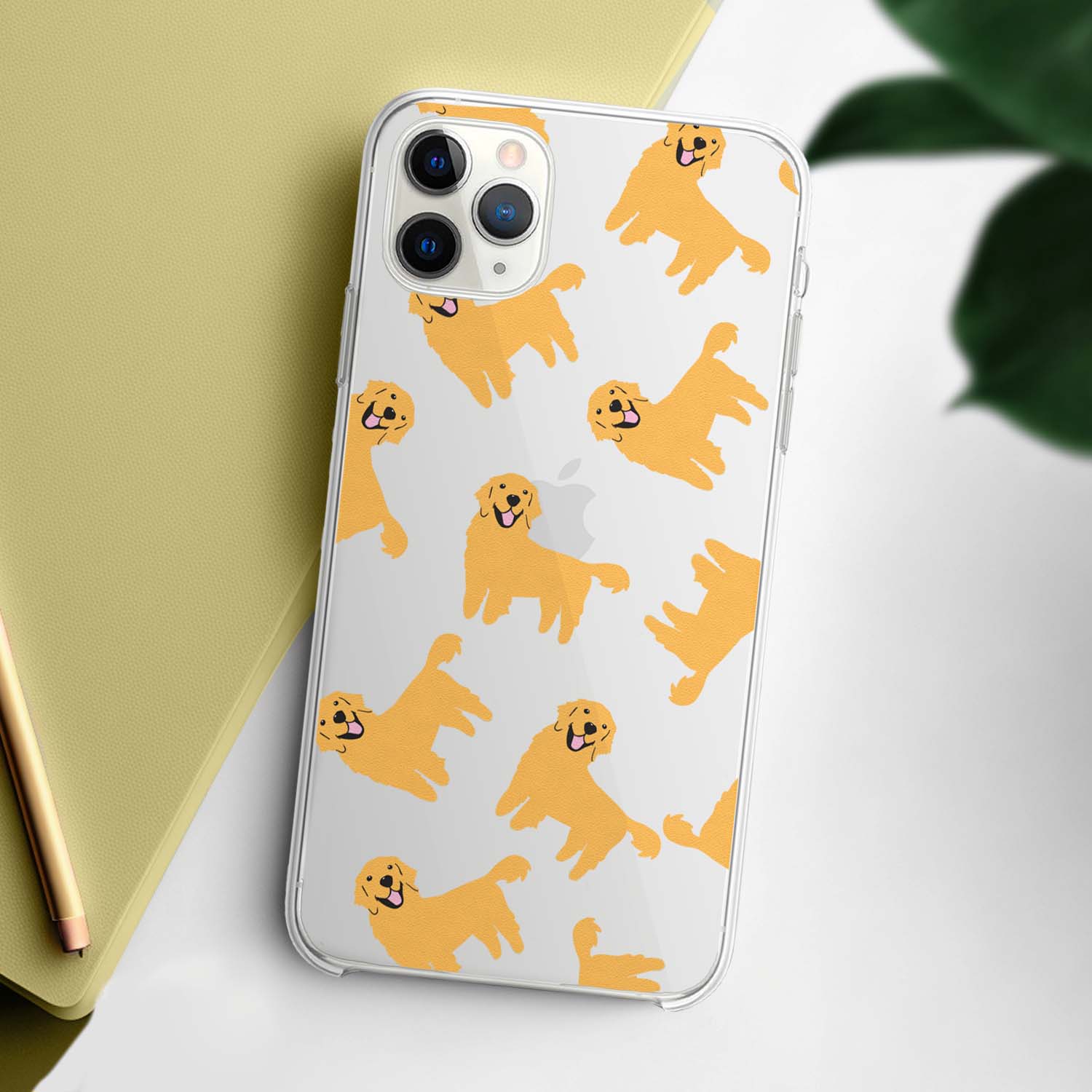 ゴールデンレトリバーー パターン柄 】 スマホケース クリアソフト