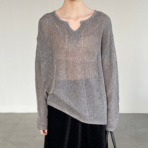 sheer over knit tops　j-0379