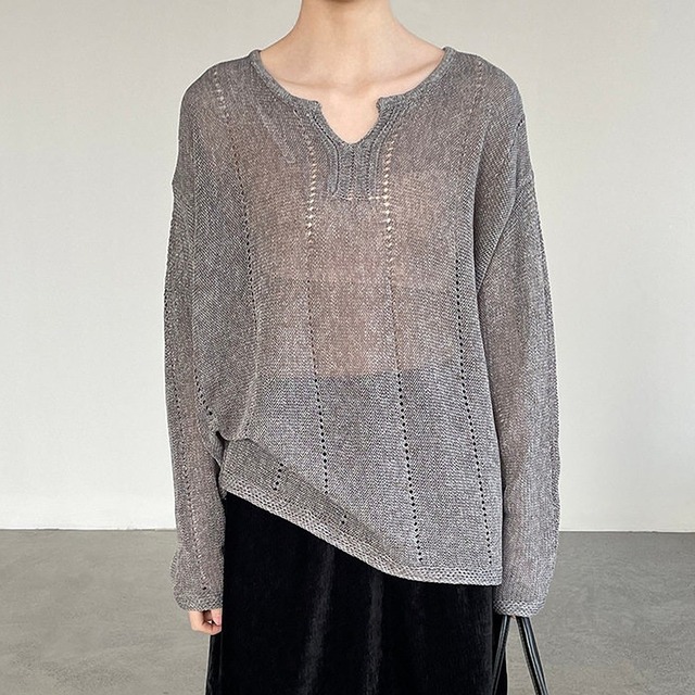 sheer over knit tops　j-0379
