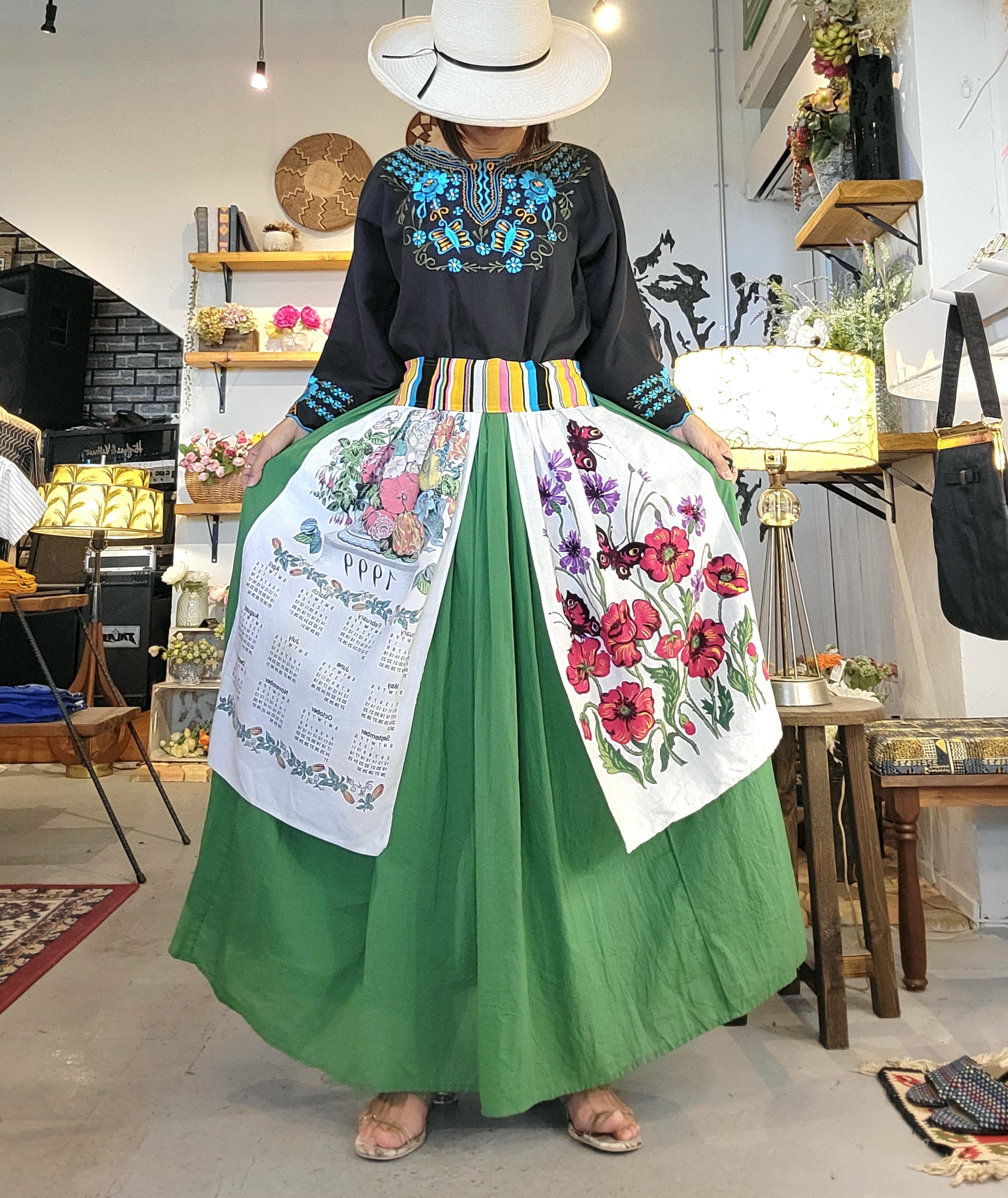 K様ご予約品 RMSK003 Tea towel リメイクオリジナルスカート