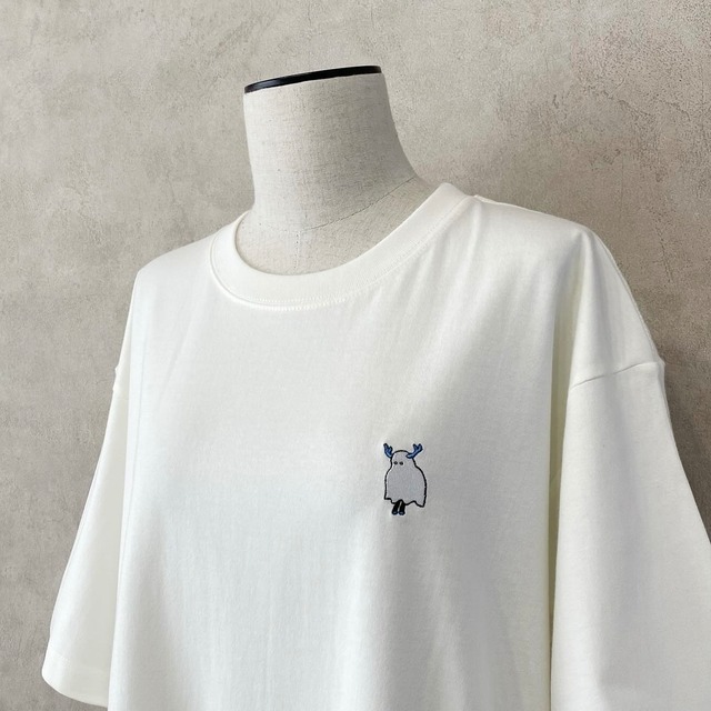 ツノツノおばけ 刺繍Tシャツ【 Syamota × Schrödinger's　closet 】