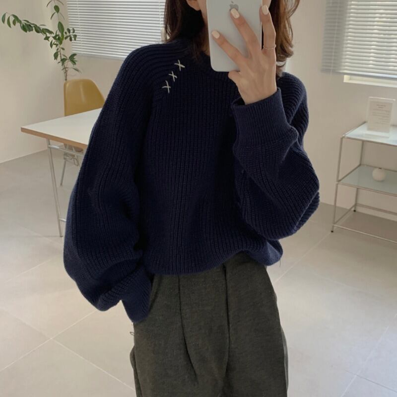 オータムルーズプルオーバー セーター 秋物 ハンチェンe48995994518