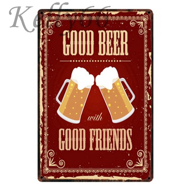 [Kelly66]良いビール良い友人ヴィンテージメタルサイン錫ポスター家の装飾バーの壁アート絵画20*30センチメートルサイズy-1678