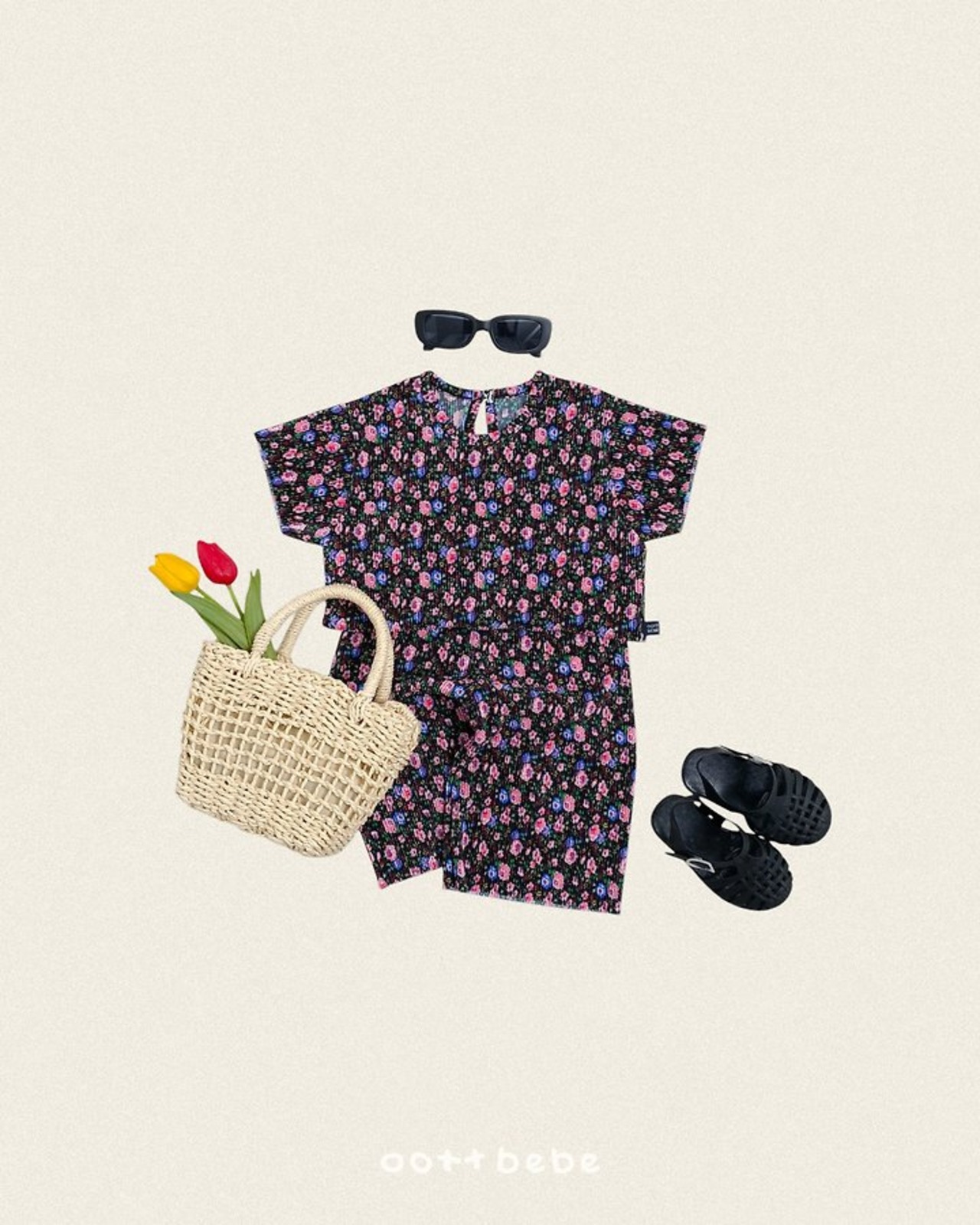[oottbebe] Flower Petal Pleated Set / [오뜨베베] 꽃송이플리츠상하복