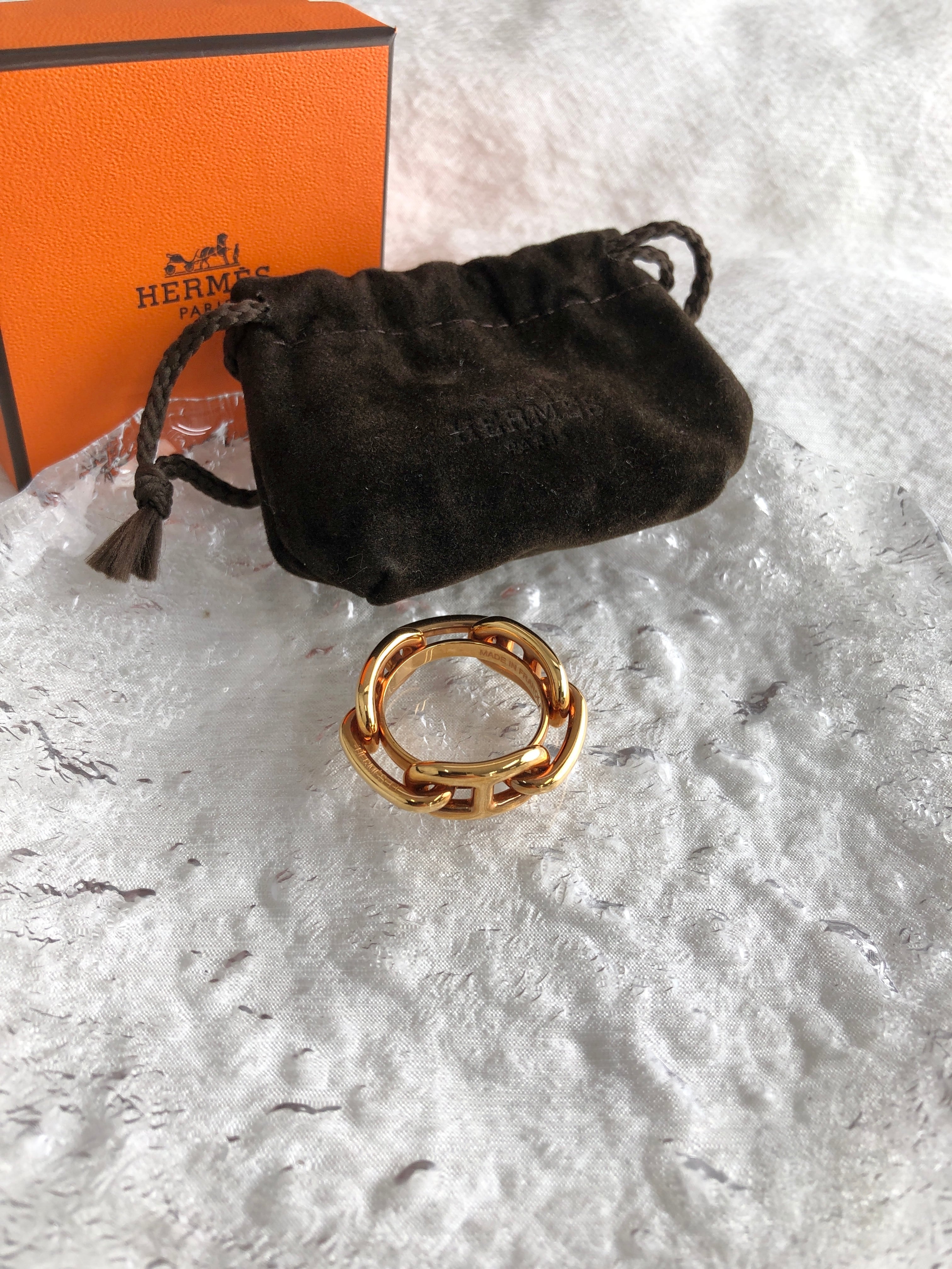 HERMES エルメス スカーフリング ゴールド シェーヌダンクル vintage
