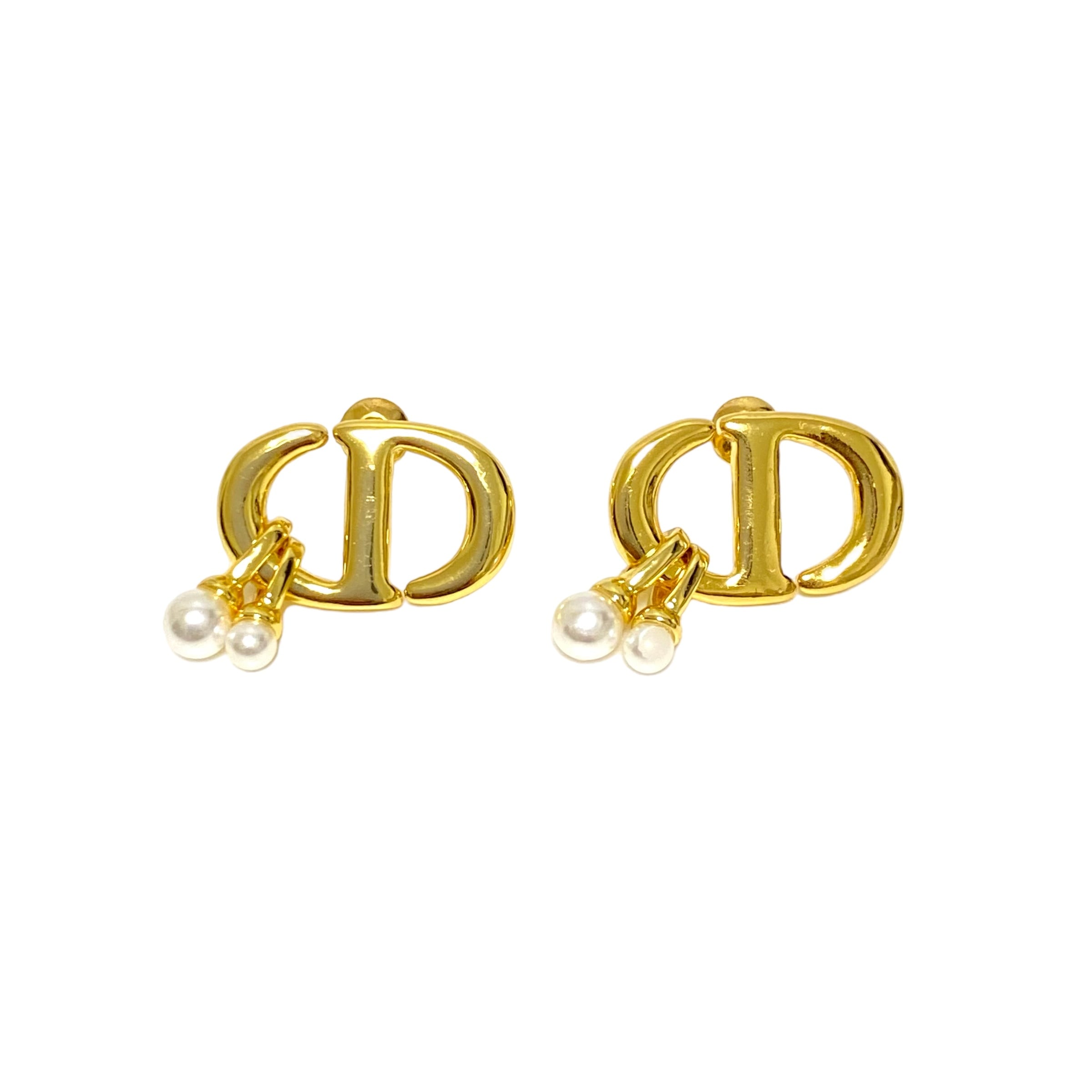 Christian Dior ディオール CDロゴ パール ピアス ゴールド 11636