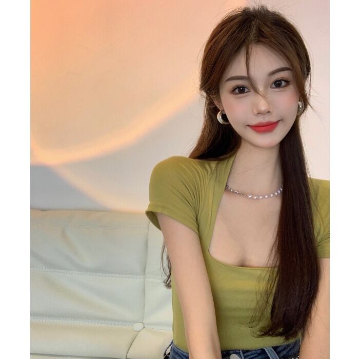 サマーショートTシャツ スタンダードトップス レトロ 夏物 ガールズファッション15012701148