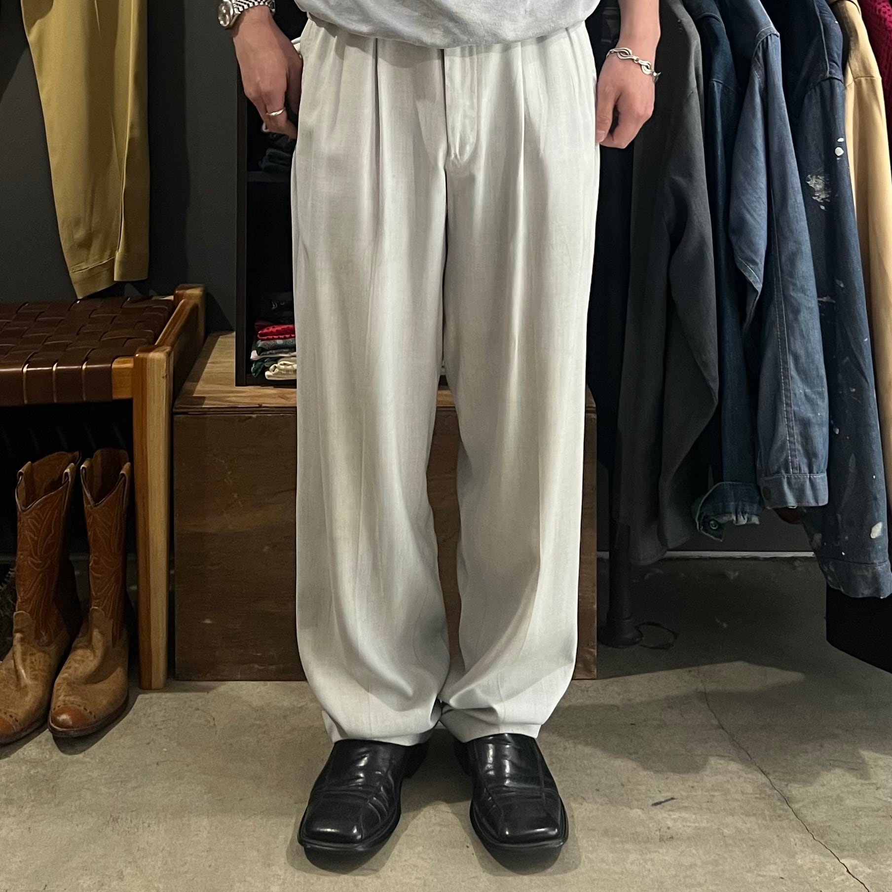 k*n様 60's rayon slacks 50-60s Vintage rayon×cotton wide slacks W34L32 | MASEA