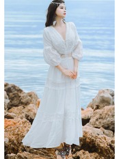 【0171】 V-neck Ethnic Long Sleeve Dress