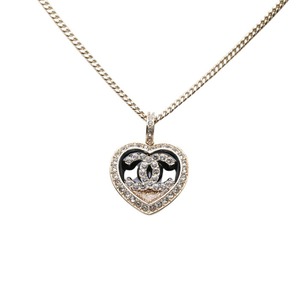 シャネル ココマーク ハートモチーフ ネックレス ゴールド ブラック メッキ ラインストーン レディース CHANEL 【中古】