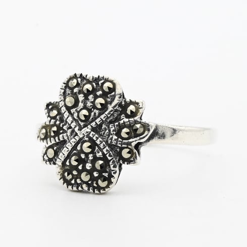 Marcasite Accent Lucky Clover Design Ring #14.0 / Denmark