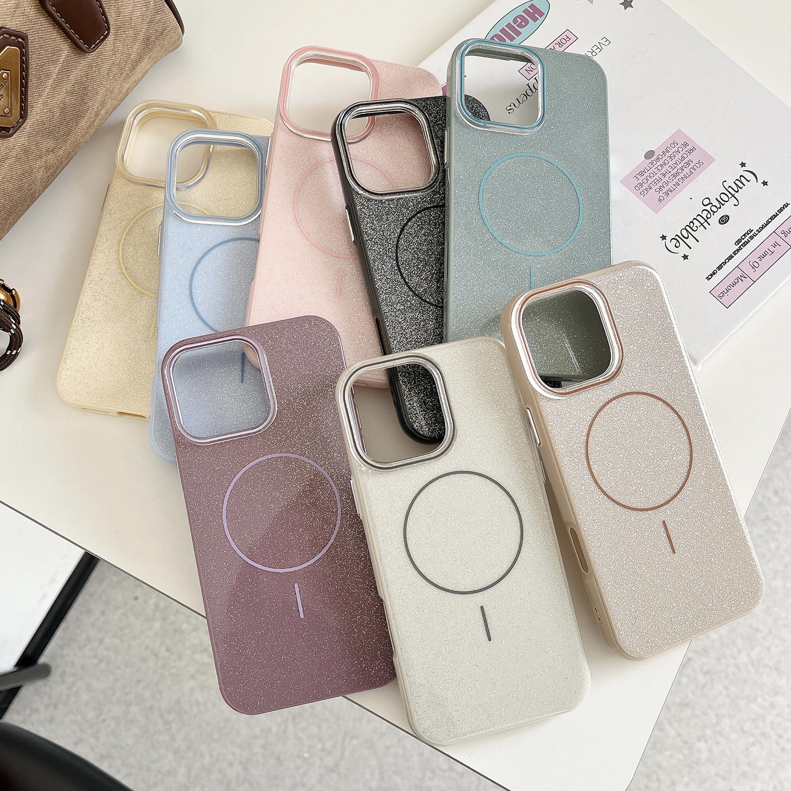 Sakanana 兼用 スマホケース iPhone 13 14 ケース キラキラ ラメ Magsafe対応 おしゃれグリッター 可愛い TPU+PC シンプル マグネット搭載 ワイヤレス充電対応 耐衝撃 黄ばみなし 軽量 薄型 ストラップホール付き(ブラック)