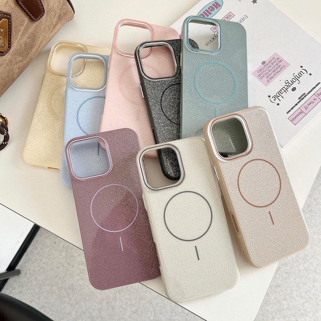 Sakanana 兼用 スマホケース iPhone 13 14 ケース キラキラ ラメ Magsafe対応 おしゃれグリッター 可愛い TPU+PC シンプル マグネット搭載 ワイヤレス充電対応 耐衝撃 黄ばみなし 軽量 薄型 ストラップホール付き(ブラック)
