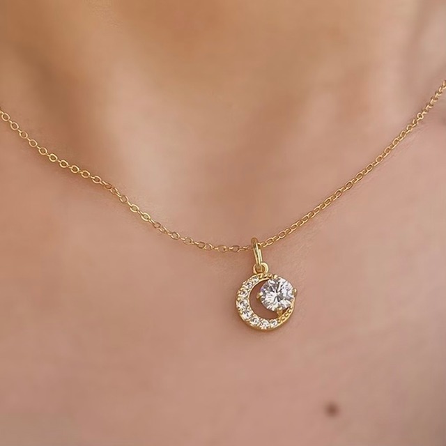 silver925 zirconia moon necklace