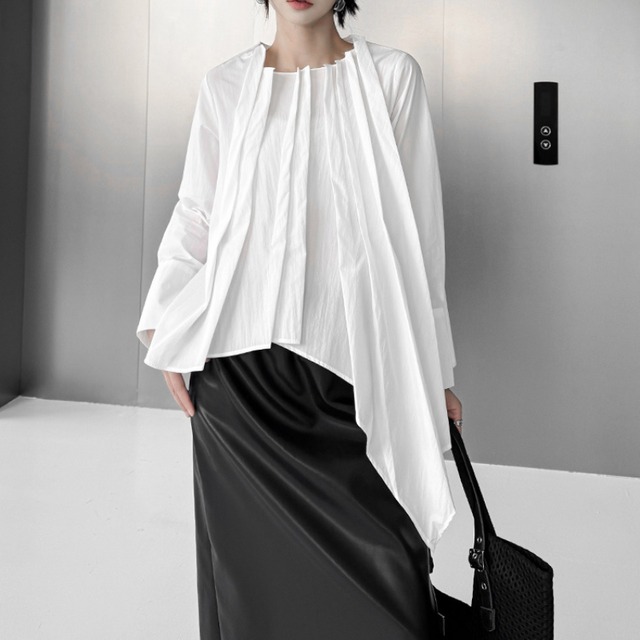 Asymmetrical Pleated Blouse　H0244